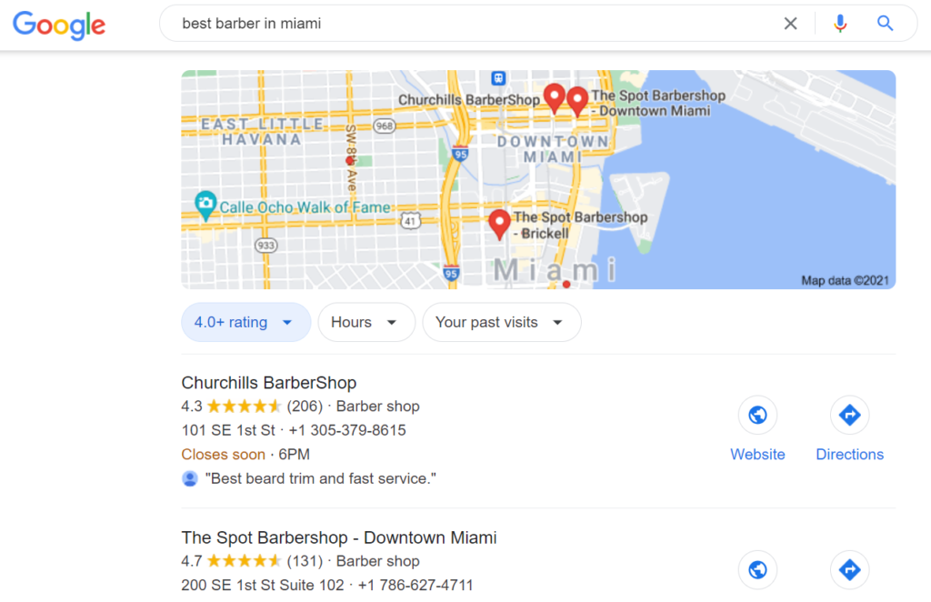 an image shows the search for best barber in miami