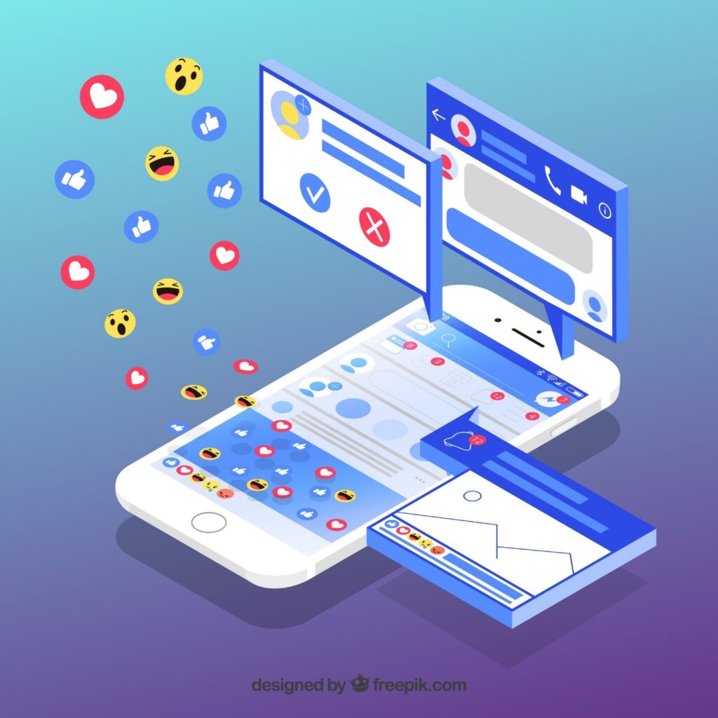 illustration describing facebook post and reactions