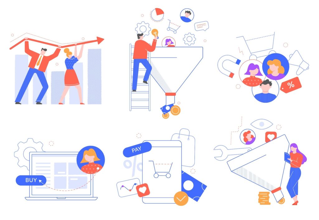 multiple illustration shows how SMM agencies creates quality content
