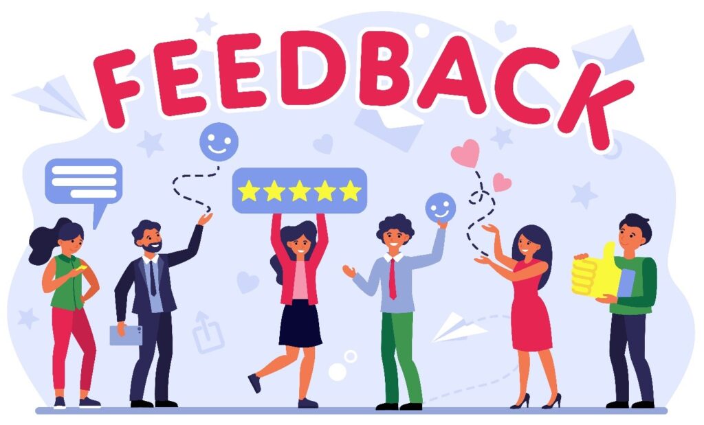 an illustration of people showing positive feedback