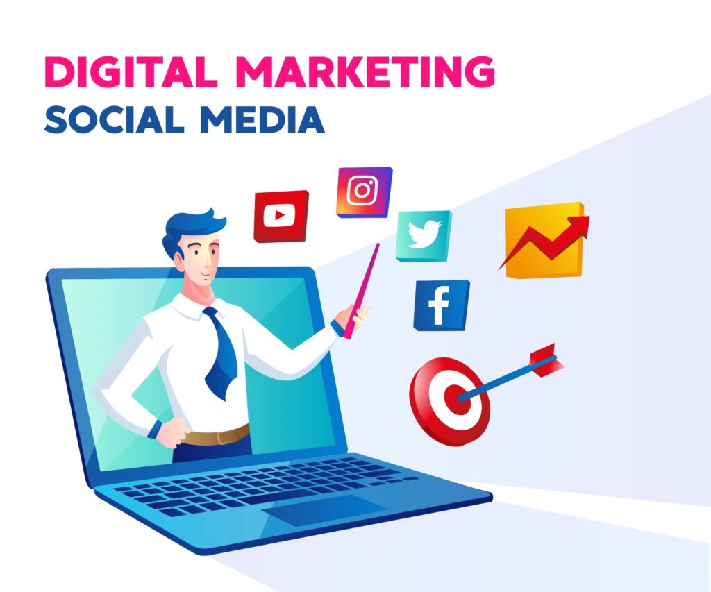 illustration about social media marketing in digital marketing