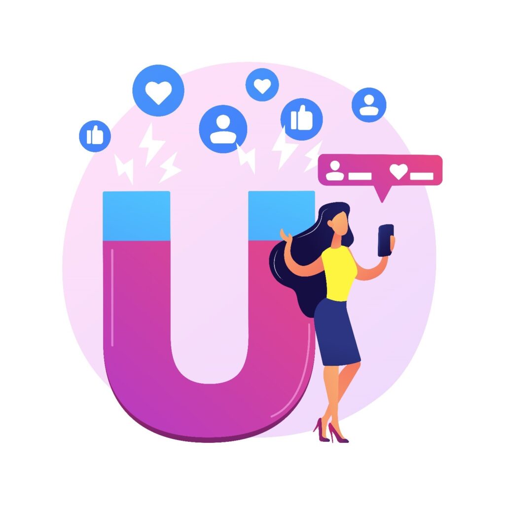 illustration of a female browsing social media