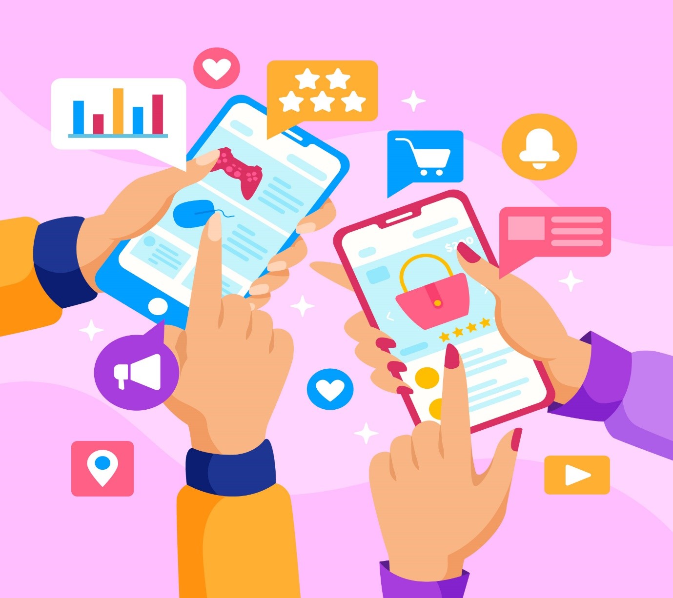 illustration shows how social media marketing works