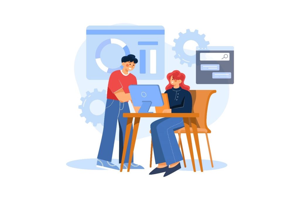 2 person performing keyword analysis