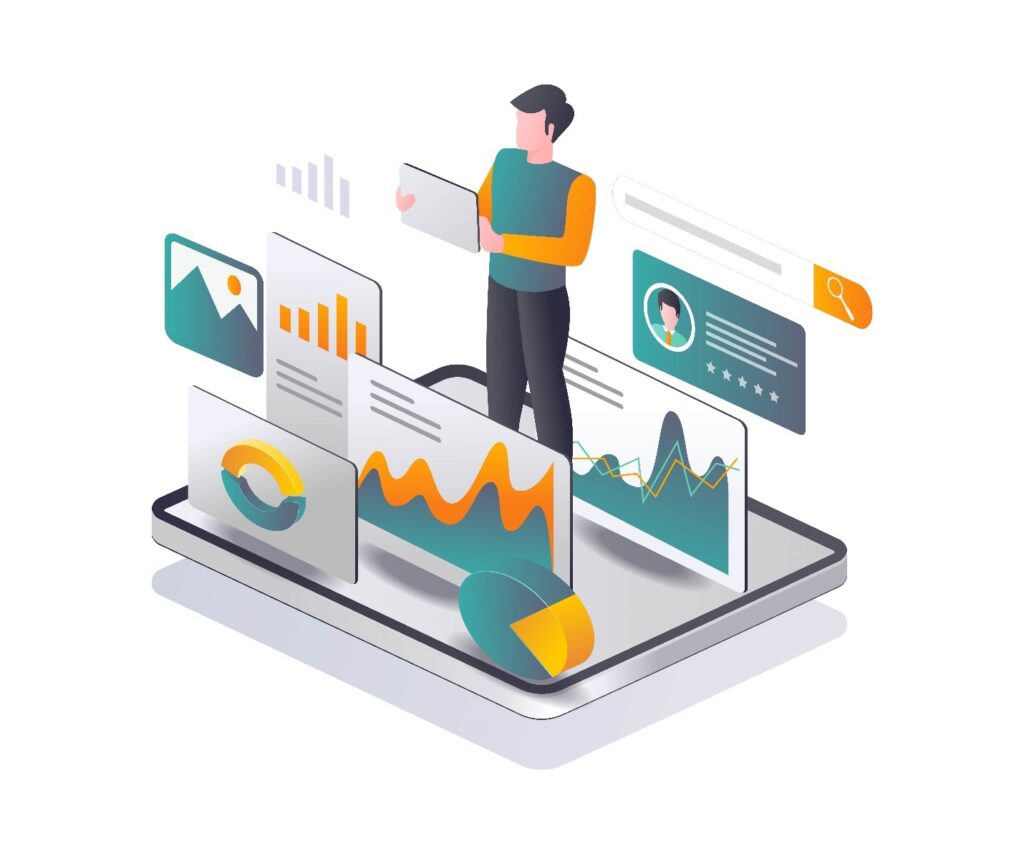 a marketer holding a laptop