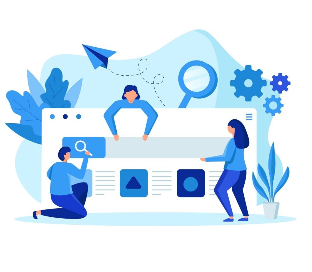 3 person checking a content