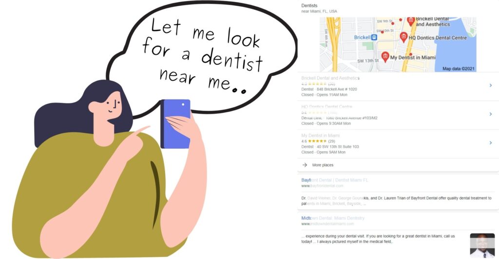 Patient looking for local dentist
