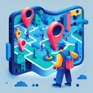 Illustration of People Looking For Plumbers On Map